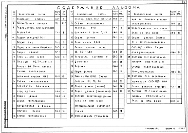 Состав альбома. Типовой проект 705-2-51.84Альбом 1 Общая часть. Технология производства. Архитектурные решения. Конструкции железобетонные. Отопление и вентиляция. Внутренние водопровод и канализация. Силовое электрооборудование. Автоматизация отопления и вентиляции