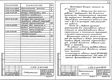 Состав альбома. Серия 1.272.5-8 ВстроенноеВыпуск 1 Встроенные шкафы и шкафы-перегородки. Часть 1 Материалы для проектирования 
