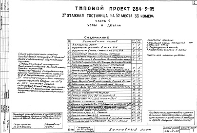Состав альбома. Типовой проект 284-5-35Часть 9 Узлы и детали.