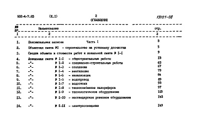 Состав альбома. Типовой проект 902-4-7.83Альбом 10.84 Сметы. Части 1 и 2    