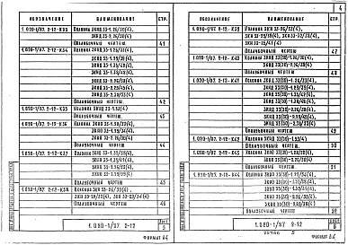 Состав альбома. Серия 1.020-1/87 КонструкцииВыпуск 2-12 Колонны из бетона класса В30 для зданий с высотой этажа 3,3 м. Рабочие чертежи