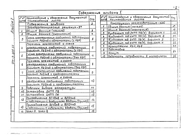 Состав альбома. Типовой проект 407-3-495.88Альбом 1 Электротехнические решения. Конструкции железобетонные. Ведомость потребности в материалах     