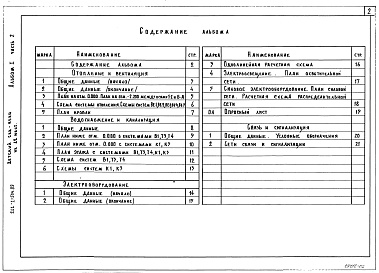 Состав альбома. Типовой проект 211-1-504.89Альбом 1 Часть 2 Сантехнические и электротехнические чертежи 