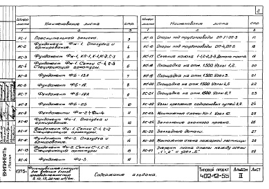 Состав альбома. Типовой проект 402-12-54Альбом 3 Архитектурно-строительные детали и узлы (из т.п. 402-12-55).