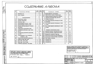 Состав альбома. Типовой проект 212-2-113мАльбом 3 Электрооборудование, слаботочные устройства