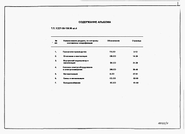 Состав альбома. Типовой проект У.227-30-135.95Альбом 4 Спецификация оборудования