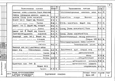 Состав альбома. Типовой проект 320-55Альбом 2 Элементы информации и освещения     