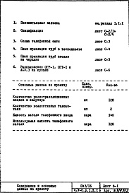Состав альбома. Типовой проект П43/16Часть 5-С Слаботочные устройства Раздел 1.Х.1