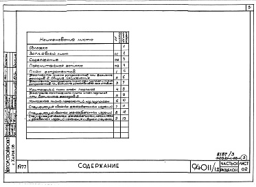 Состав альбома. Типовой проект 94-011/1.2Альбром 3 Часть 01 Архитектурно-строительные чертежи ниже отм.0.000 Раздел 01-1 Для обычных условий строительства