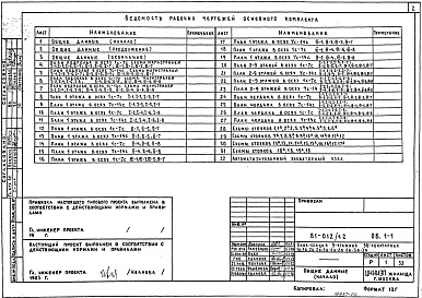 Состав альбома. Типовой проект 81-012/1.2Альбом 4 Отопление и вентиляция ниже и выше отм. 0.000. 81-012/1.2-ОВ.1-1