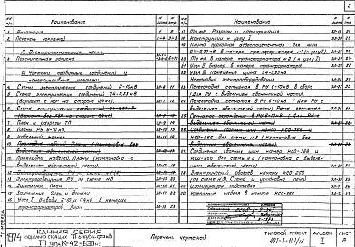 Состав альбома. Типовой проект 407-3-167/75Альбом 1 Архитектурно-строительная и электротехническая части