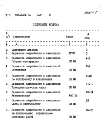 Состав альбома. Типовой проект 705-2-54.84Альбом 5 Ведомости потребности в материалах