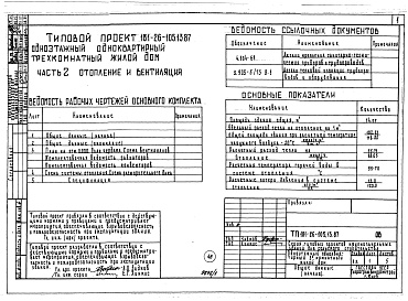 Состав альбома. Типовой проект 181-26-105.13.87Альбом 1 Части 0, 1, 2, 3, 4, 5, 6 Общая часть. Архитектурно-строительные решения. Отопление и вентиляция. Внутренний водопровод и канализация. Газоснабжение. Электрооборудование. Связь и сигнализация