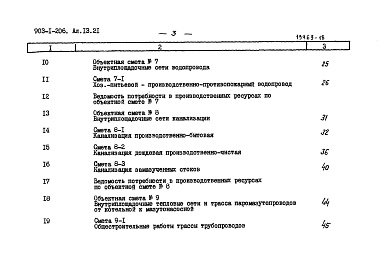Состав альбома. Типовой проект 903-1-206Альбом 13.21 Сметы. Генеральный план. Инженерные сети