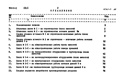 Состав альбома. Типовой проект 902-3-2Альбом 2 Часть 2 Сметы. Станция производительностью 200 куб. м/сутки  