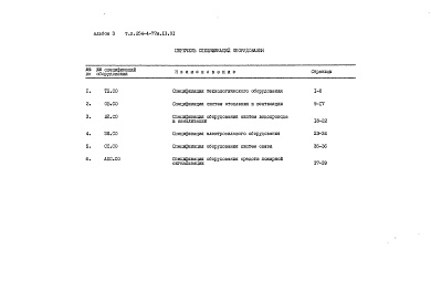 Состав альбома. Типовой проект 254-4-77м.13.91Альбом 3 Спецификация оборудования