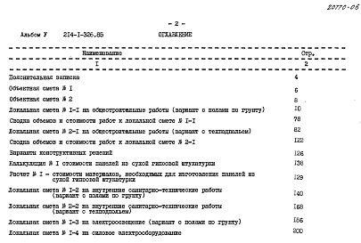 Состав альбома. Типовой проект 214-1-326.85Альбом 5 Сметы