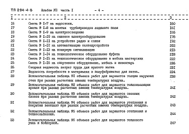 Состав альбома. Типовой проект 294-4-8Альбом 7 Сметы. Часть 1