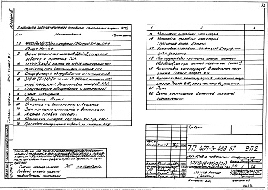 Состав альбома. Типовой проект 407-3-468.87Альбом 2 Электротехнические чертежи.Строительные чертежи.Сантехнические чертежи