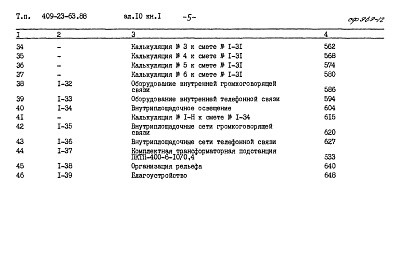 Состав альбома. Типовой проект 409-23-63.88Альбом 10 Книги 1-3 Сметы Вариант 1    