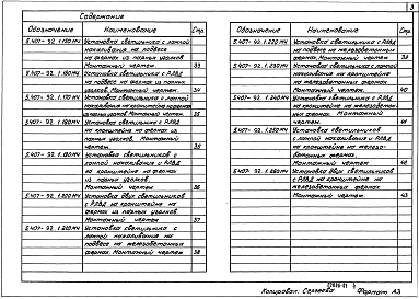 Состав альбома. Серия 5.407-92 УстановкаВыпуск 1 Чертежи монтажные