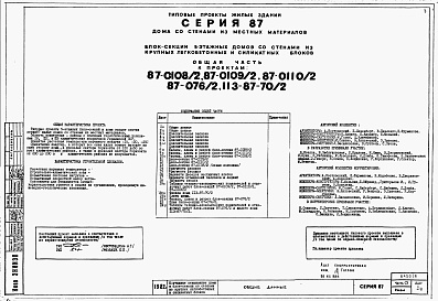 Состав альбома. Типовой проект 87-0108/2 Альбом 0 Часть 0 Общая часть