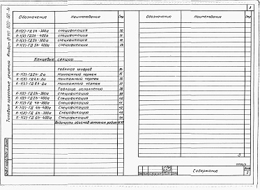 Состав альбома. Типовой проект 820-02-1cАльбом 3  Секции оросительных напорных трубопроводов из асбестоцементных труб диаметром 300-400 мм для дождевальных машин ДФ-120 «Днепр». Строительно-монтажные чертежи     