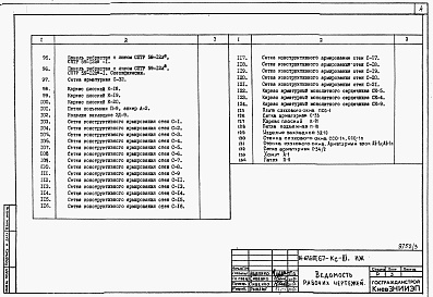 Состав альбома. Типовой проект 67-047с.13.87Альбом 3 Примененный из ТП 114-67-2с.87 Изделия железобетонные. Изделия металлические. Изделия деревянные 