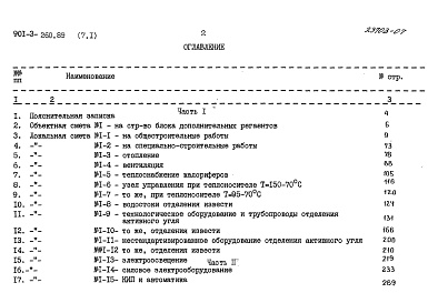 Состав альбома. Типовой проект 901-3-260.89Альбом 7 Сметы	Часть 1,  2			        