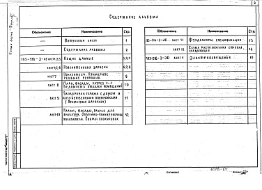 Состав альбома. Типовой проект 193-216-3Альбом 1 Архитектурно-строительные, электротехнические чертежи