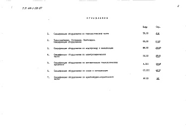 Состав альбома. Типовой проект 416-1-193.87Альбом 3 Блок административно-бытовых помещений. Спецификация оборудования