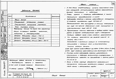 Состав альбома. Типовой проект 87-086/1.2Альбом 2 Части 1.85, 2,3,4,5,6 Архитектурно-строительные чертежи, отопление и вентиляция, водоснабжение и канализация, газоснабжение, электрооборудование, устройства связи выше отм.0.000