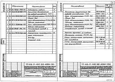 Состав альбома. Типовой проект 416-9-49с.88Альбом 6 Техническая документация для заводов-изготовителей     