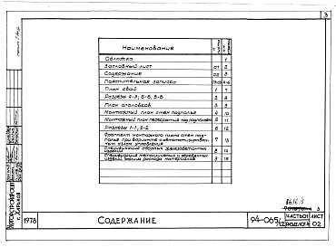 Состав альбома. Типовой проект 94-065/1.2Альбом 6 Часть 01 Архитектурно-строительные черт ежи ниже отм.0.000 Раздел 01-4 Здание с подпольем. Вариант безростверковых свайных фундаментов