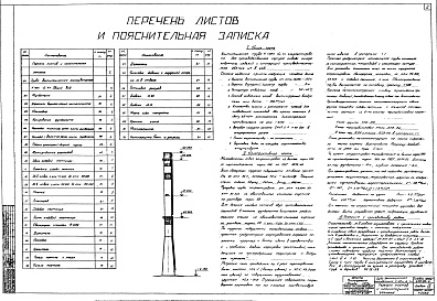 Состав альбома. Типовой проект 409-26-4Альбом 9 Дымовая труба Н=100 м; До=4,0 м.Дымовая труба Н=60 м; До=1,4 м