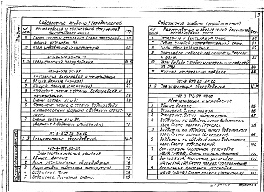 Состав альбома. Типовой проект 407-3-572.90Альбом 1 Общая пояснительная записка. Архитектурно-строительные решения. Отопление и вентиляция. Внутренние водопровод и канализация. Электротехнические решения. Автоматизация и управление