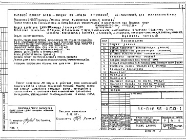 Состав альбома. Типовой проект 85-046.86Часть АС.0-1 Общие архитектурно-строительные решения