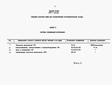 Состав альбома. Типовой проект 812-1-60.85Альбом 4 Спецификации оборудования