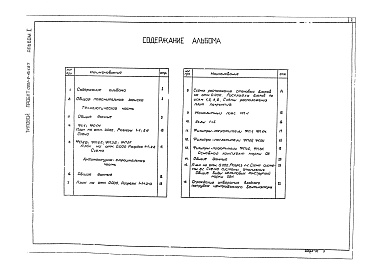 Состав альбома. Типовой проект 0901-9-18.1.87Альбом 1 Общая пояснительная записка. Технологическая часть. Архитектурно-строительная часть. Отопление и вентиляция         	