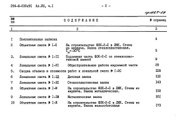 Состав альбома. Типовой проект 294-8-030с.91Альбом 8 Сметы Части 1,2,3