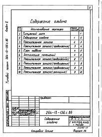 Состав альбома. Типовой проект 264-13-136с.86Альбом 10 Проектная документация на переводу помещений подвала в режим ПРУ 