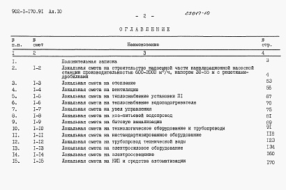 Состав альбома. Типовой проект 902-1-179.91Альбом 10 Сметы. Общая часть (из тп 902-1-170.91)