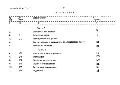 Состав альбома. Типовой проект 251-7-14.88Альбом 7 Сметы Часть 1, 2, 3