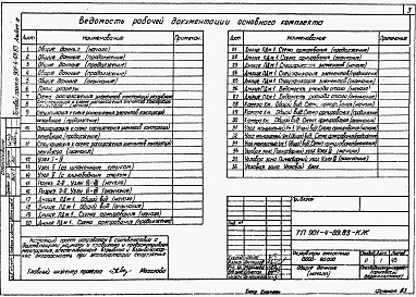 Состав альбома. Типовой проект 901-4-69.83Альбом 3 Конструкции железобетонные   