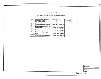 Состав альбома. Типовой проект 902-1-109.87Альбом 7 Спецификации оборудования (из типового проекта 902-1-107.87)     