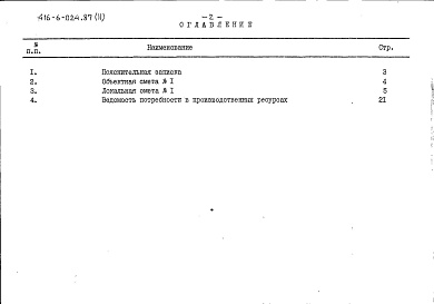 Состав альбома. Типовой проект 416-6-024.87Альбом 2 Сметы