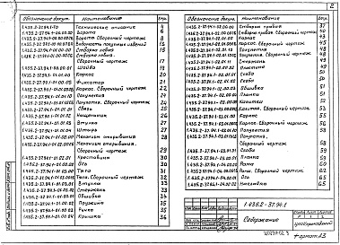 Состав альбома. Серия 1.435.2-37.94 ВоротаВыпуск 1 Ворота. Рабочие чертежи