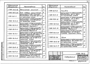 Состав альбома. Серия 1.494-43 УстановкаВыпуск 4 Установка и крепление осевых вентиляторов В-2,3-130; В-06-300-6/25; ВО-13-290. Рабочие чертежи