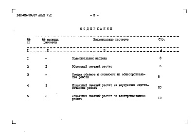 Состав альбома. Типовой проект 242-05-90.87Альбом 2 Сметы