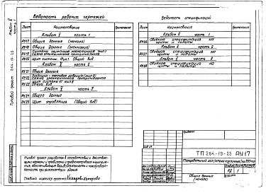 Состав альбома. Типовой проект 264-19-25Альбом 5 Задание заводам-изготовителям